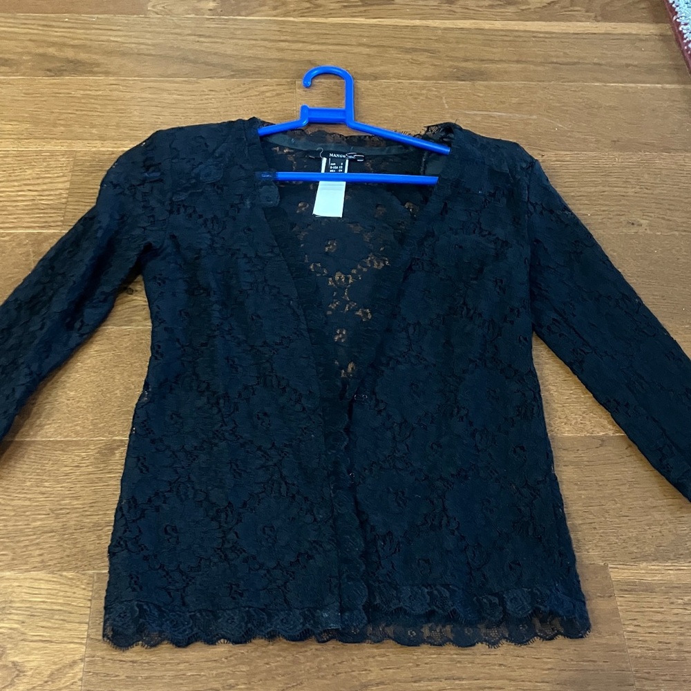 LIKE NEW Mango Black Lace Blouse